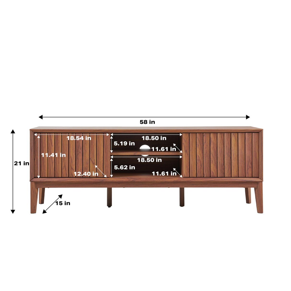JONATHAN Y TVS1000B Gennaro 58 in. Farmhouse 3-Storage Sliding Door TV Stand Fits TVs up to 65 in. with Cable Management, Walnut Entertainment Center with Storage for Living Room, Bedroom