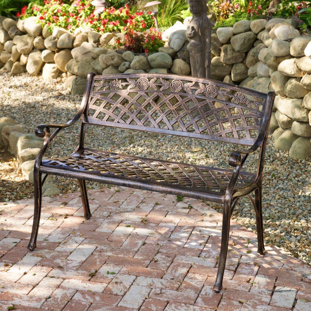Hamilton Outdoor Cast Aluminum Bench, Copper