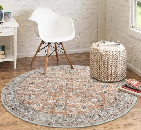 Traditional Rug 9x12 - Large Gray Vintage Rug for Living Room, Washable Soft Floral