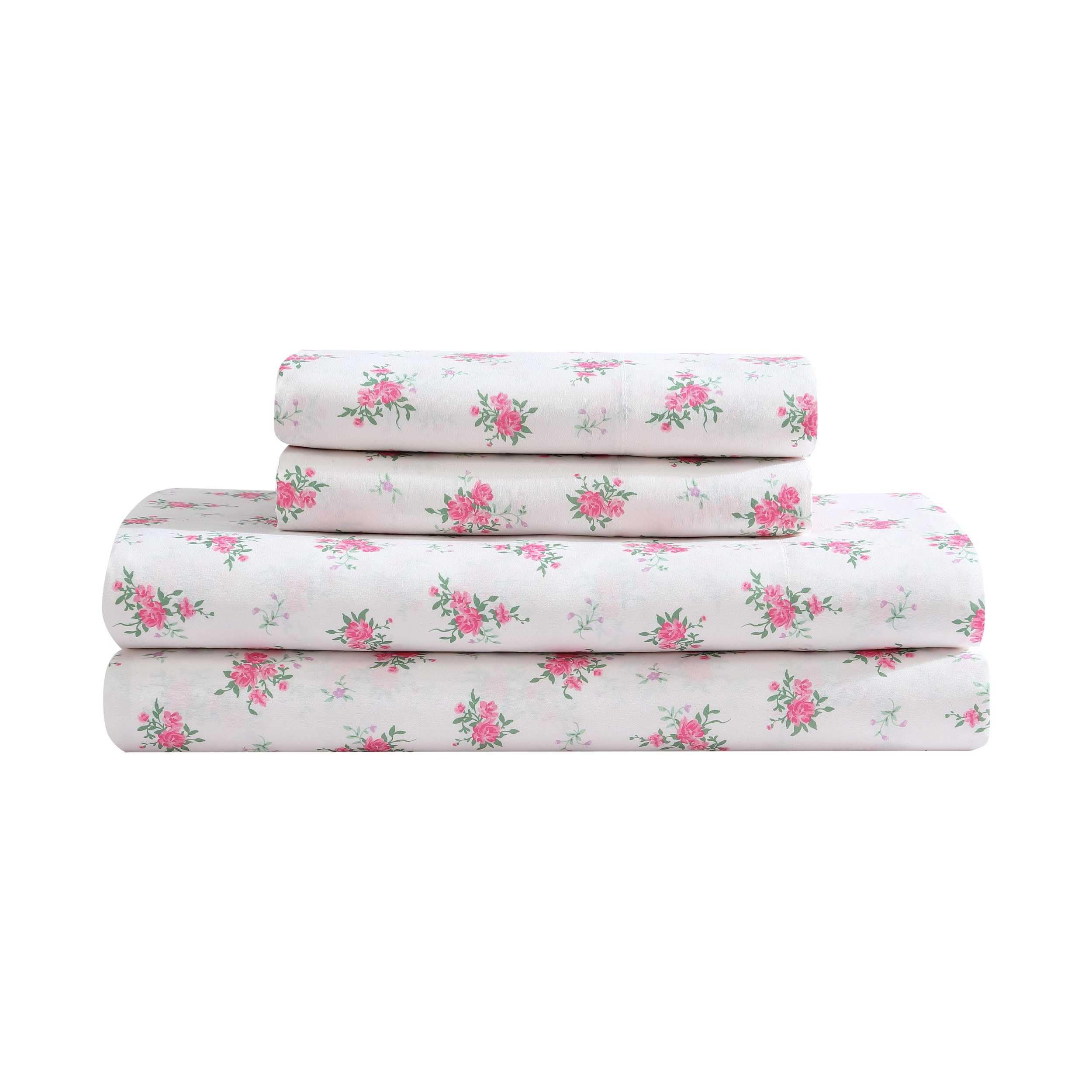 Twin Comforter Set with Matching Sham & Reversible Plush Throw - Bow Stripe Pink