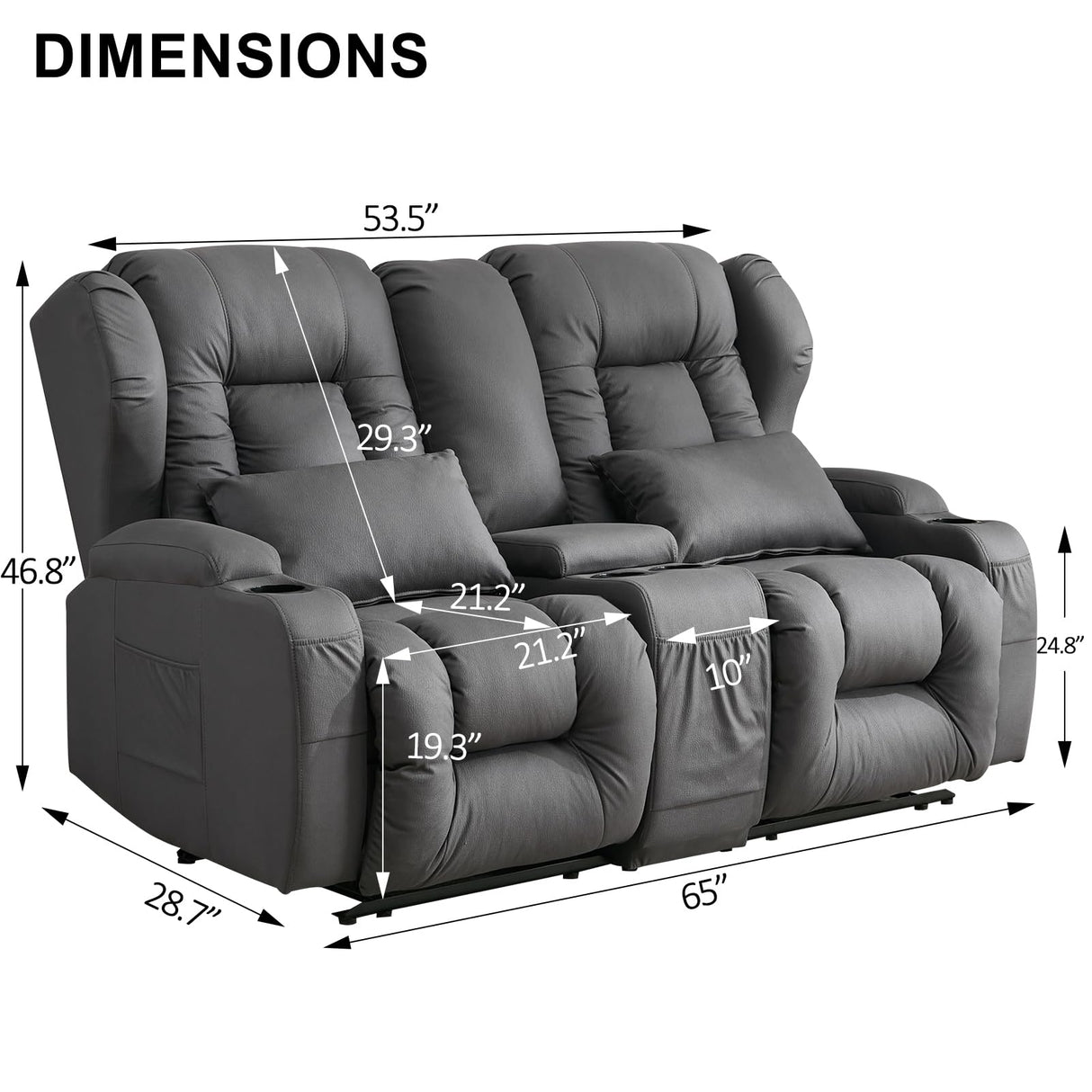 RV Loveseat Recliner | Manual Reclining Loveseat Sofa | Wall Hugger Recliners RV Couch