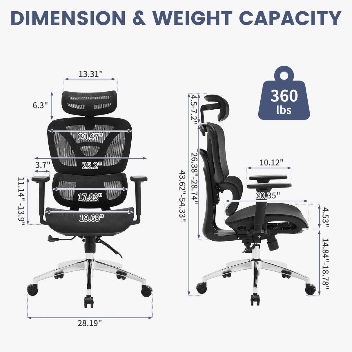 Office Chair, Reclining High Back Mesh Office Chair with Dynamic Lumbar Support,