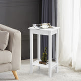 2-Tier End Table Tall Nightstand, Simple Design Sofa Bedside Table