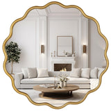 22 Inch Round Wavy Mirror - Modern Gold Wall Decor