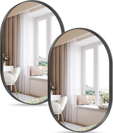 2 Pack Black Oval Mirrors, 20" x 33" Double Modern Mirror for Living Room