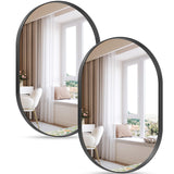 2 Pack Black Oval Mirrors, 20" x 33" Double Modern Mirror for Living Room
