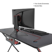 Gaming Desk, 47 inch Gamer Workstation, Carbon Fiber Surface Gaming Computer Desk