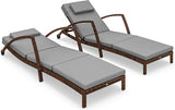 Wicker Chaise Lounge Chair Outdoor Set of 2, 5-Position Adjustable Reclining Pool Lounge Chairs
