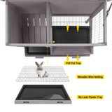 Outdoor Rabbit Hutch, Wooden Bunny Cages Indoor with Deeper Leakproof Tray