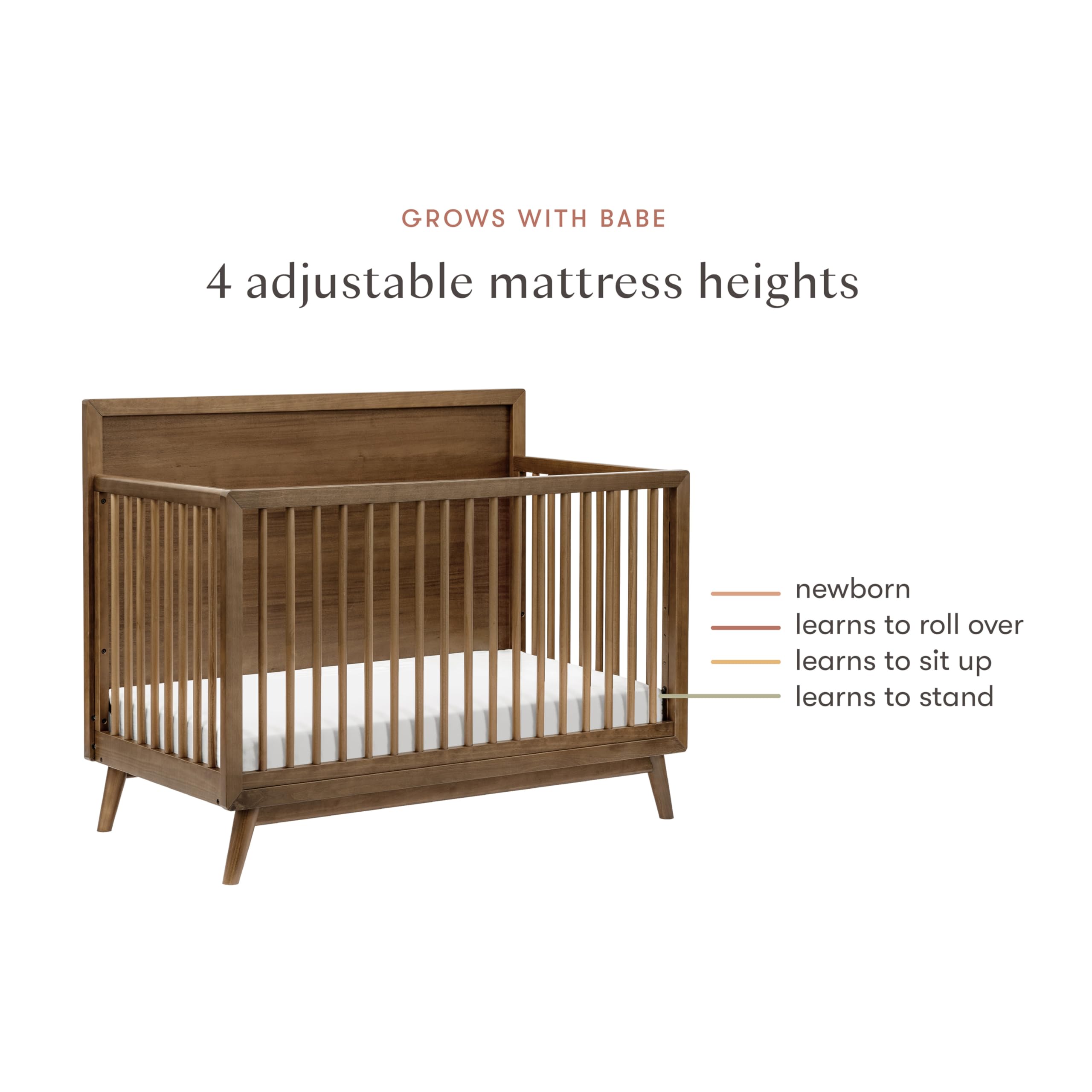 Babyletto Palma 4-in-1 Convertible Crib with Toddler Bed Conversion Kit in Natural Walnut, Greenguard Gold Certified