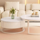 MACoffee Table Round Table Sturdy Decorative Table，Nesting Coffee Tables Set,1 Drawer，2 Sizes,Luxurious Side Table (Size : 60 * 33cm+80 * 45cm)