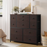 11 Drawer Dresser for Bedroom Faux Leather Chest of Drawers Fabric Dresser