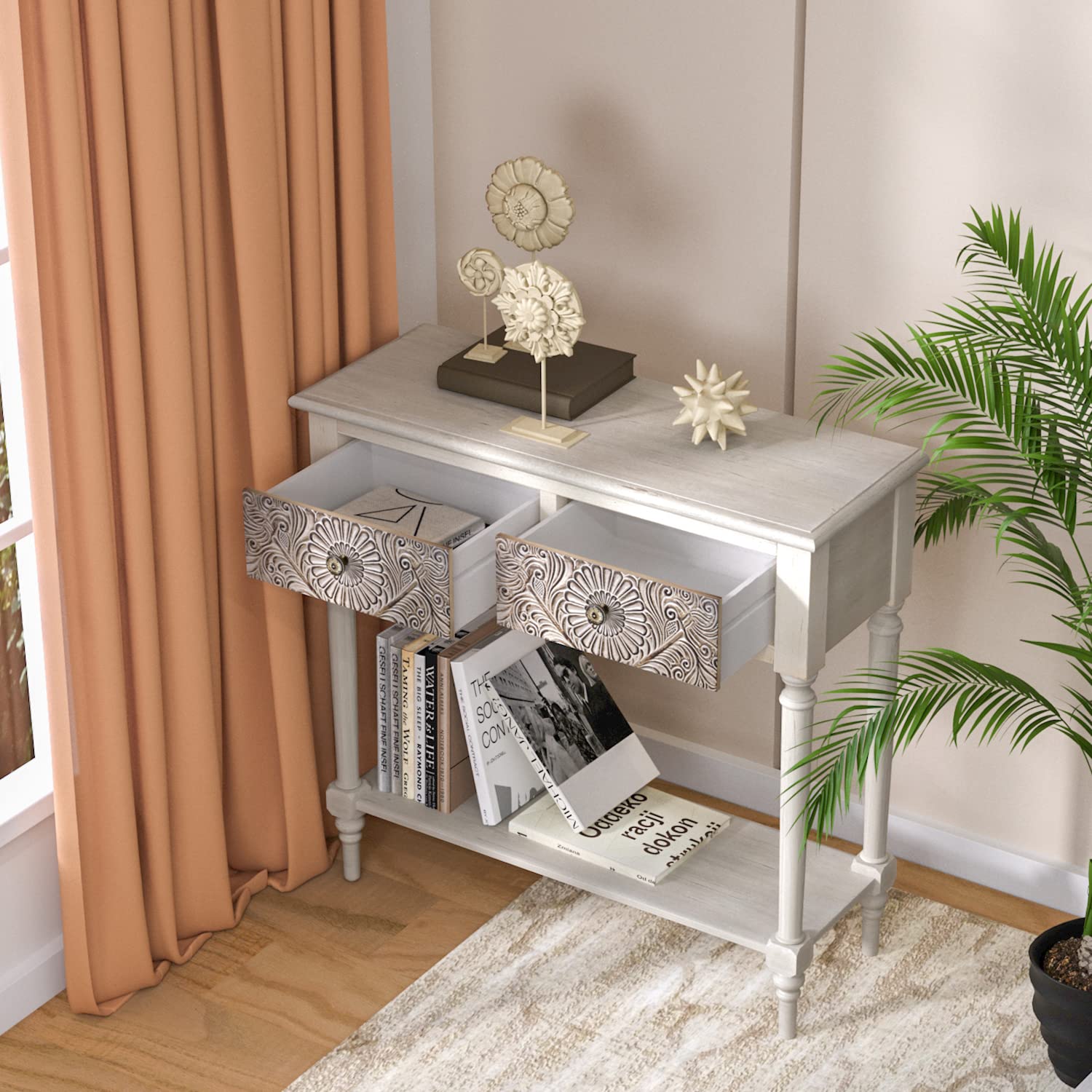 31.5 Inch Console Table with 2 Drawers, Narrow Sofa Table,