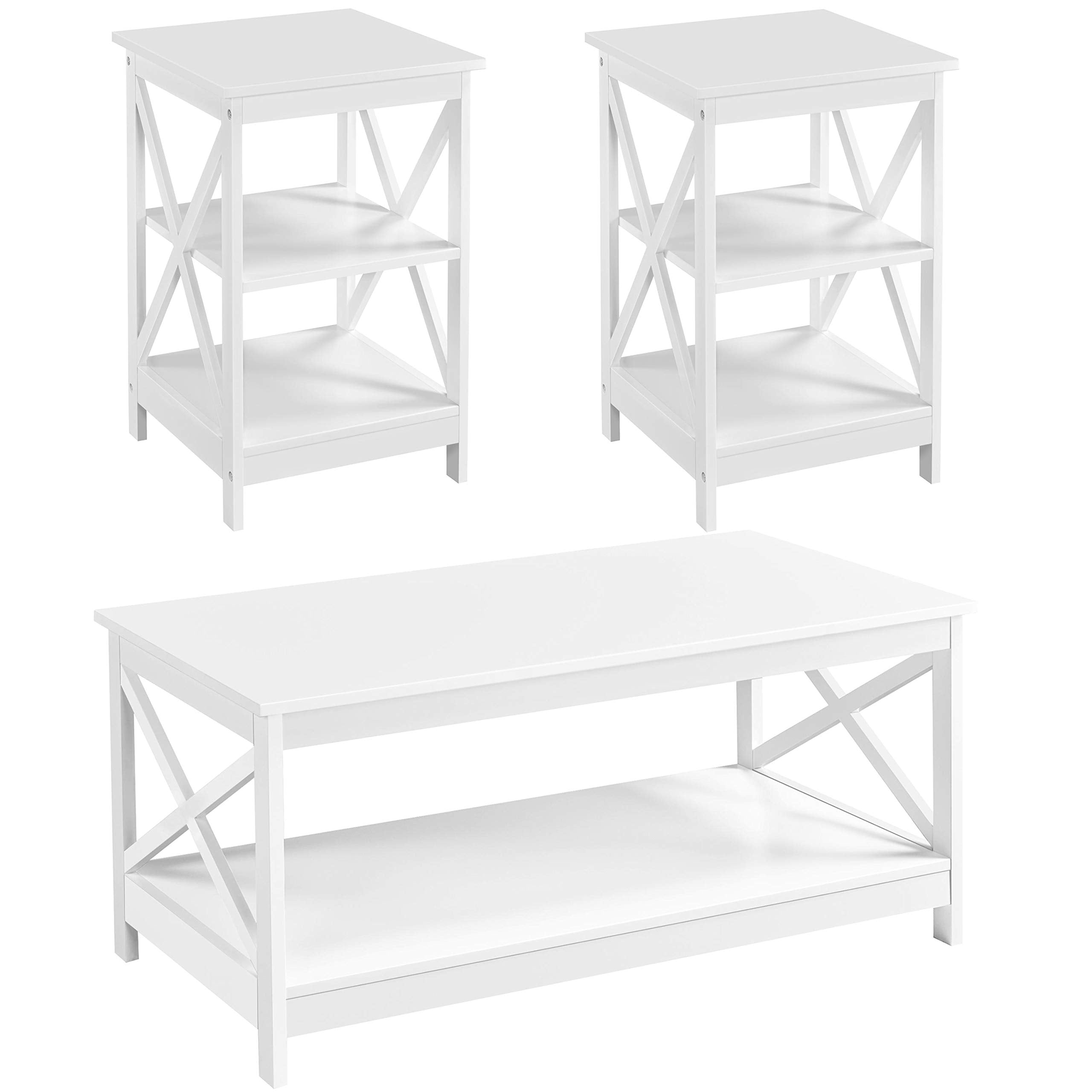 3 Piece Living Room Wood Table Set, X-Design Coffee Table