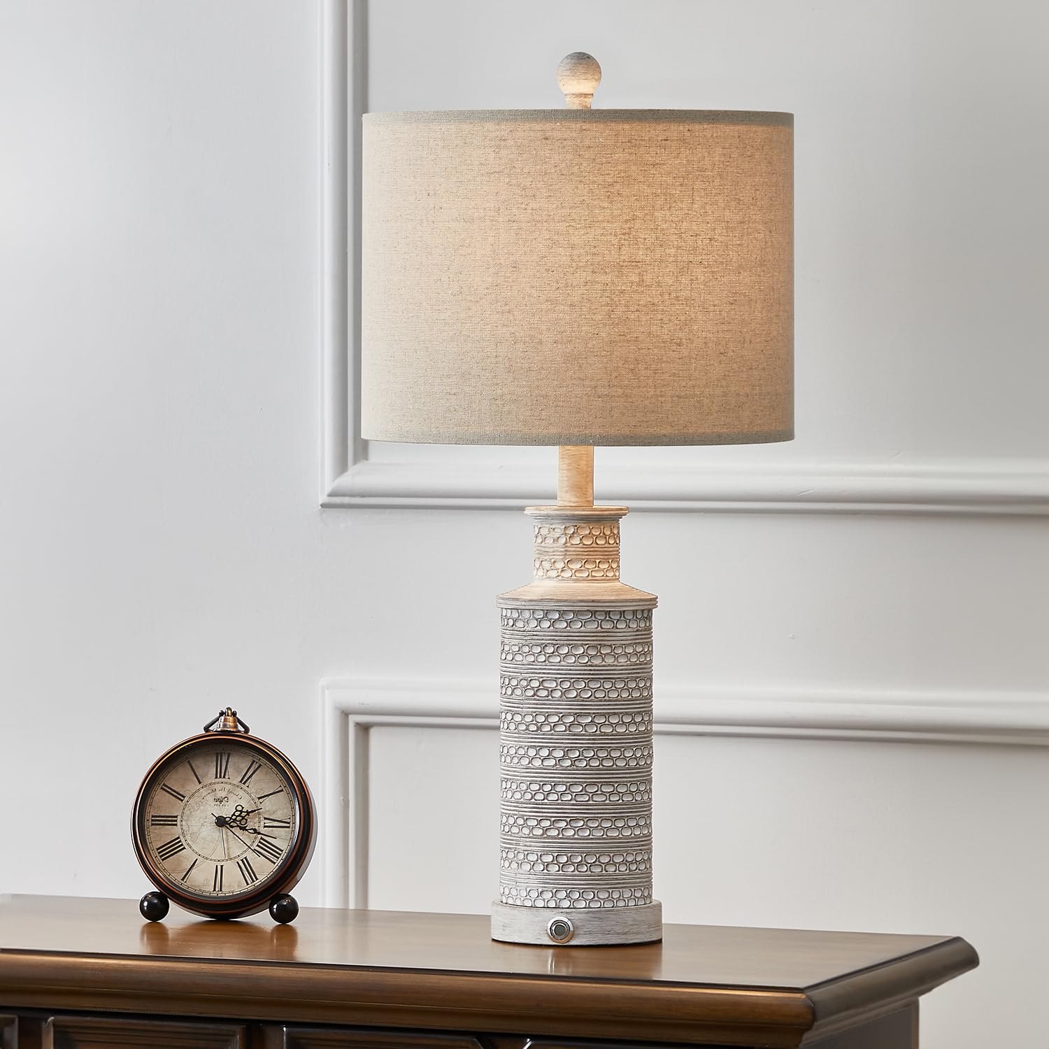 USB A+C 3-Way Dimmable Touch Control Table Lamp Set of 1 Vintage Rustic Farmhouse