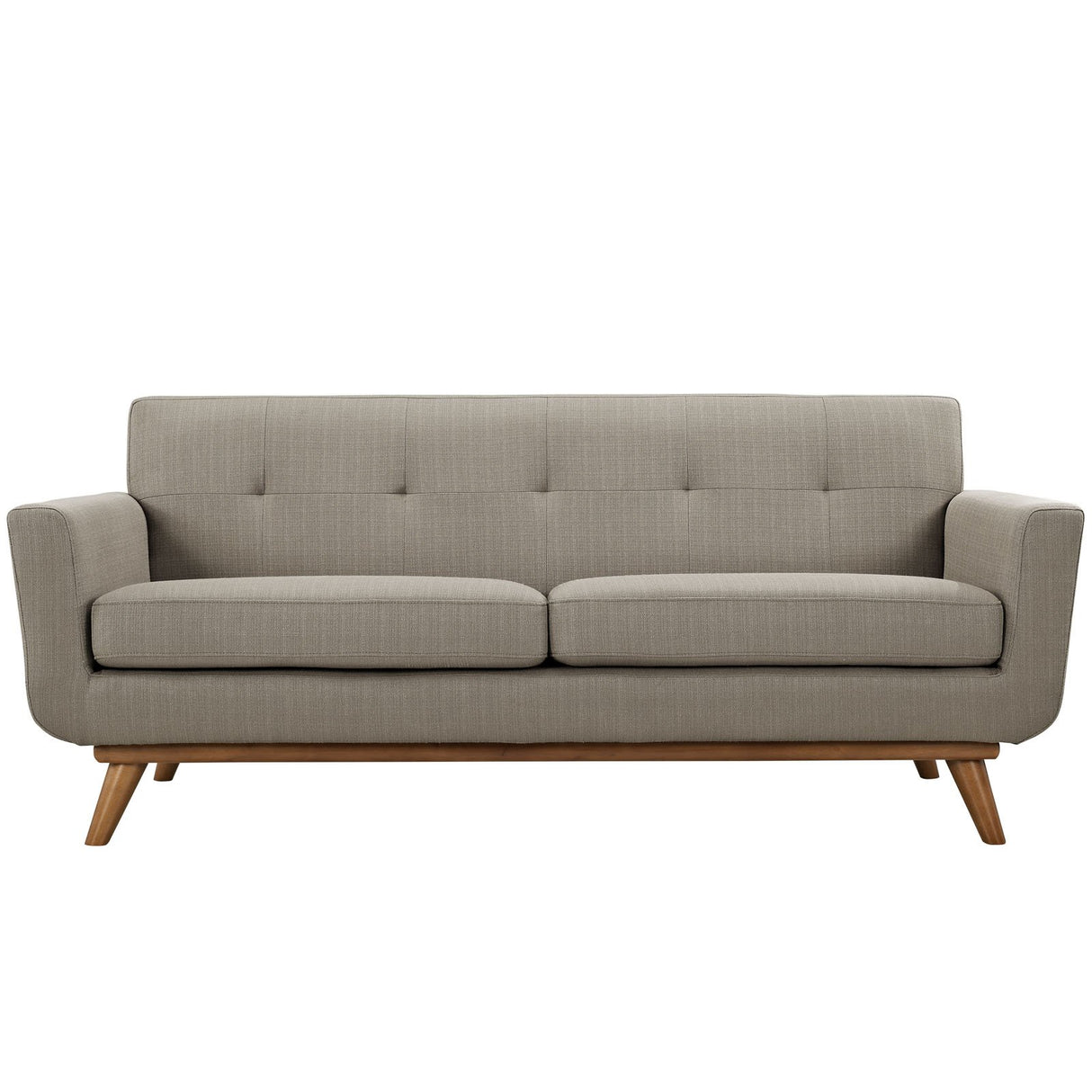 Modway Engage Mid-Century Modern Upholstered Fabric Loveseat in Granite
