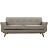 Modway Engage Mid-Century Modern Upholstered Fabric Loveseat in Granite