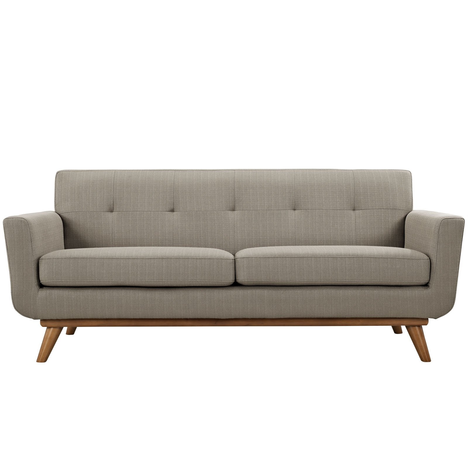 Modway Engage Mid-Century Modern Upholstered Fabric Loveseat in Granite