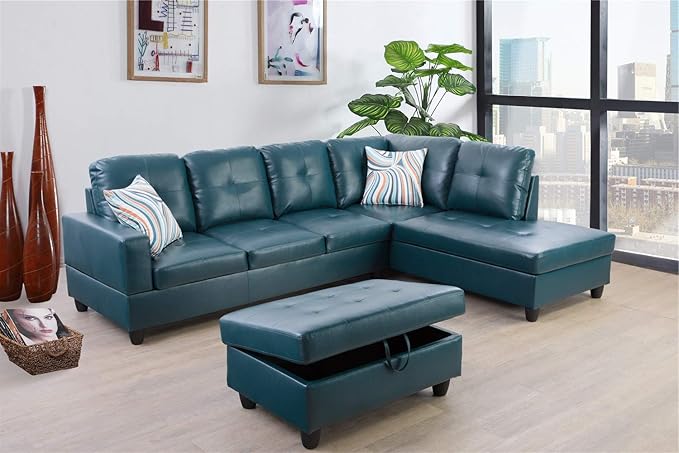 3 PCS Living Room Set, Sectional Sofa Set, L-Shape Couch in Home