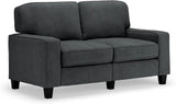 Serta Palisades 61" Track Arm Sofa, Easy Care Polyester, Soft Pillow Back, Pocket Coil Seat Cushions, Removable Covers, Loveseat or Couch for Small Spaces, Living Rooms or Bedrooms, Dark Brown