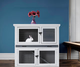 Double-Story Rabbit Hutch with One Layer Removable Tray, Indoor/Outdoor Pet House