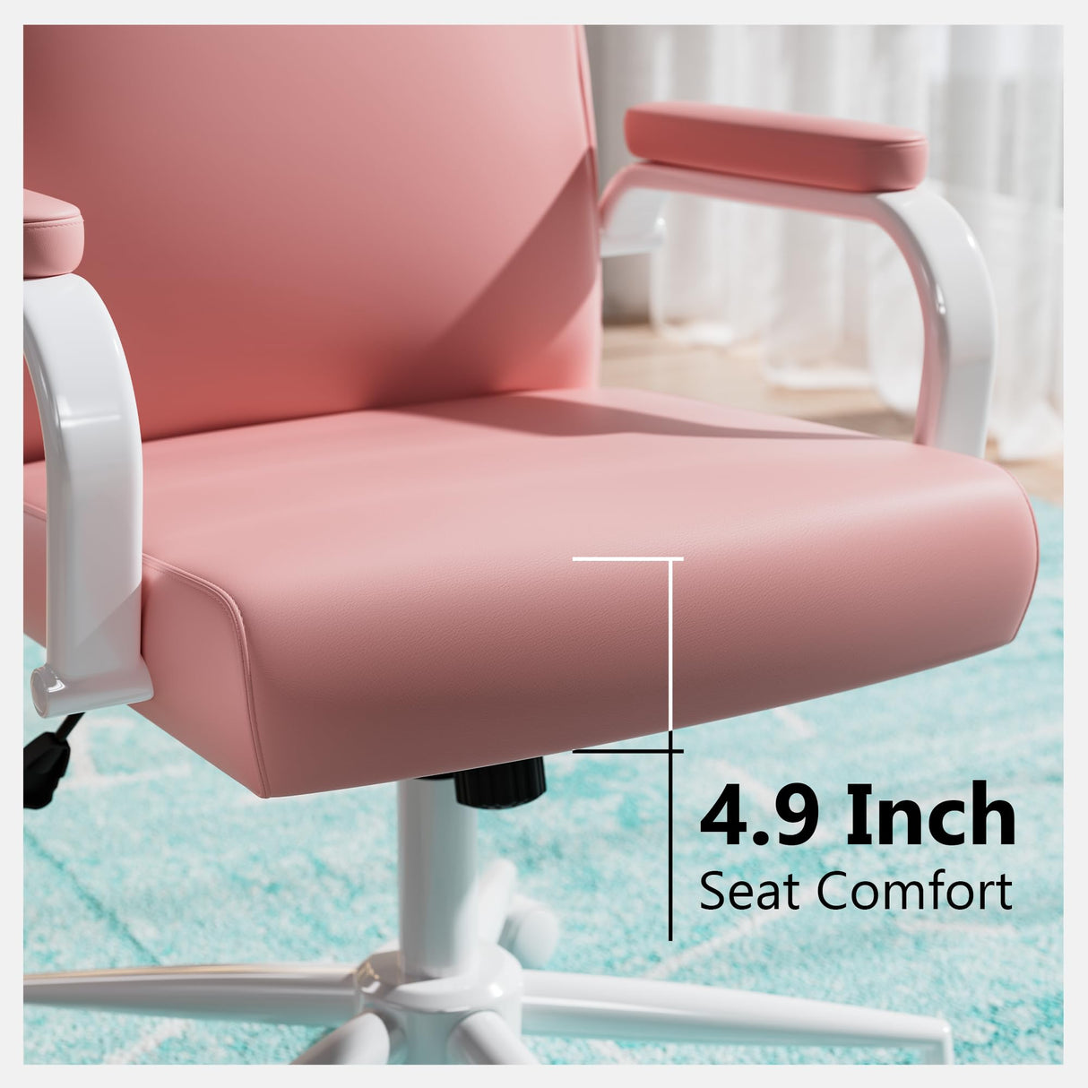 Pink Office Desk Chair with Memory Foam & Lumbar Support