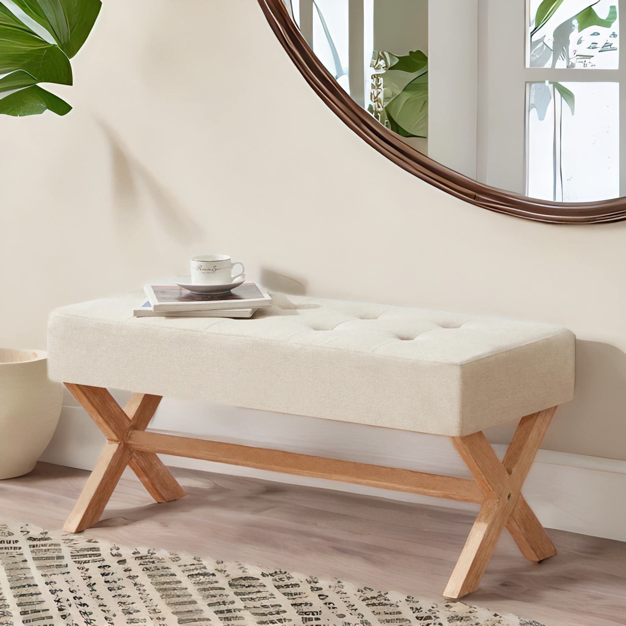 35-inch Entryway Bench, Upholstered End of Bed Bench