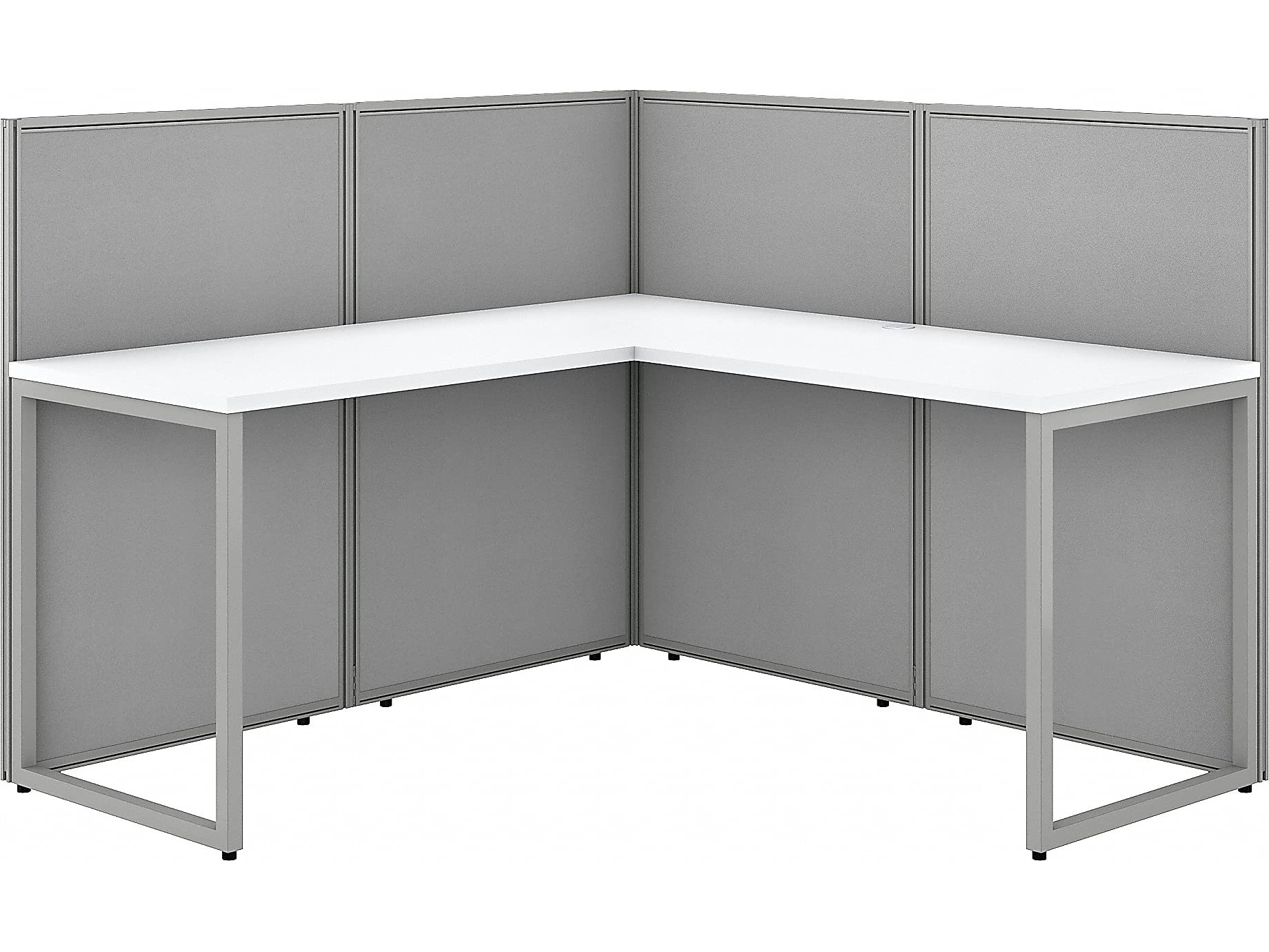 Furniture Easy Office 2 Person Cubicle Desk with File Cabinets, 60W x 45H, Pure White
