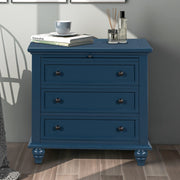 Nightstand with Storage, Wood Bedside End Table with 3 Drawers & Pull Out Tray