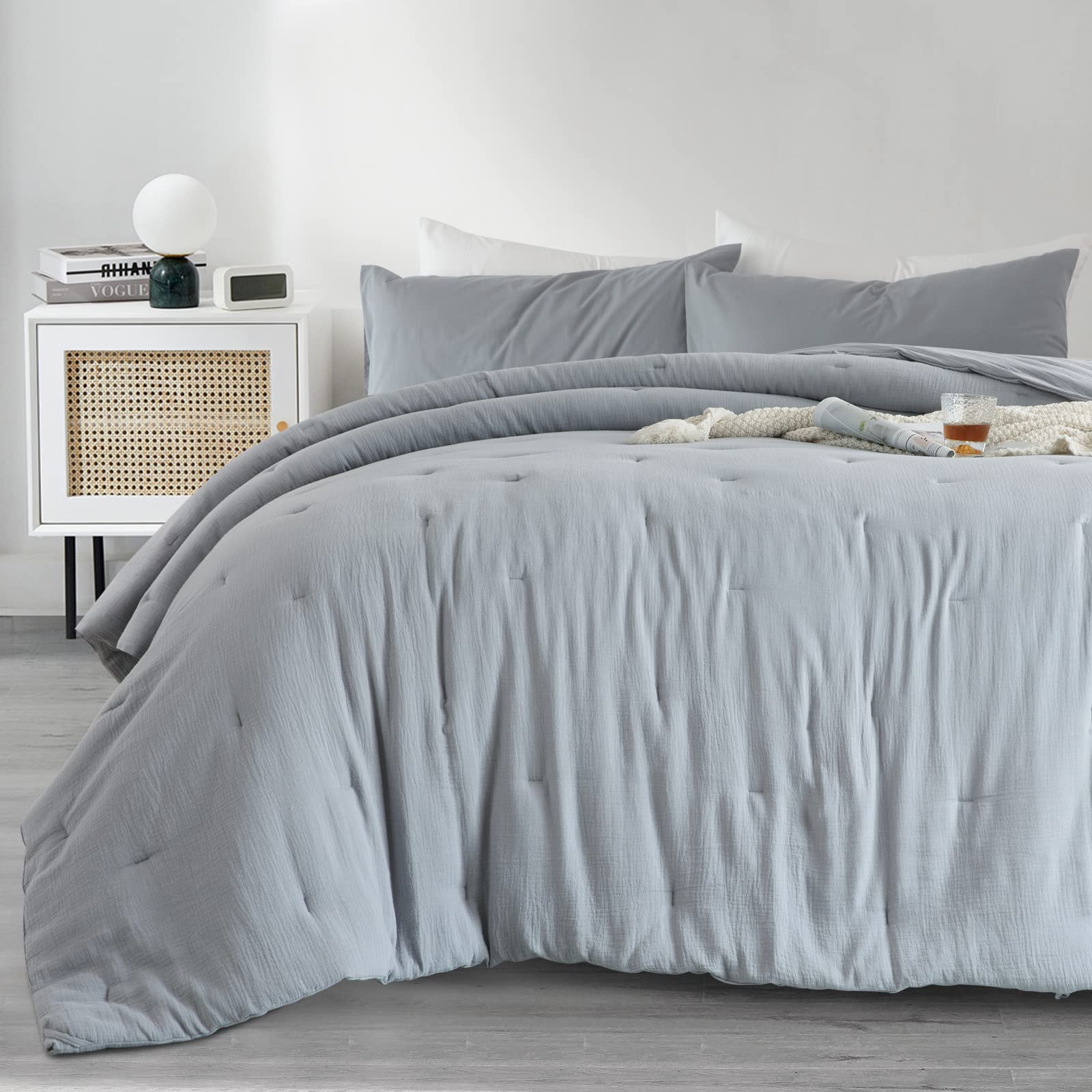 100% Cotton Muslin Comforter Oversized King 120x120, Lightweight and Breathable