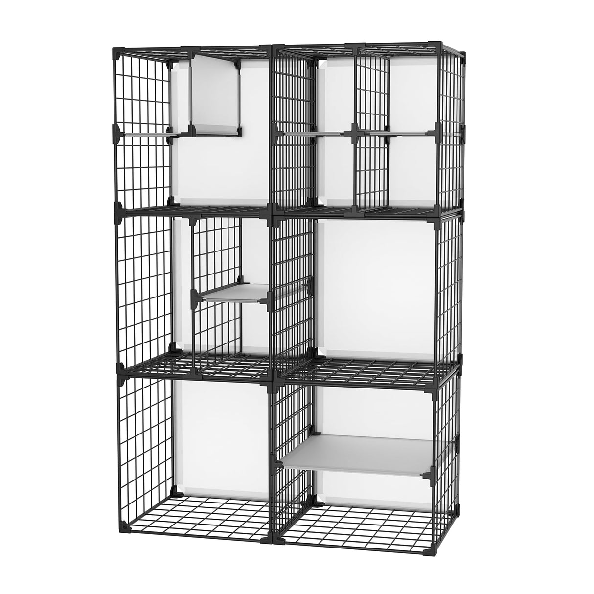 Wire Grid Storage Shelves, Stackable 6 Cube Storage Shelf, Closet Organizer, Metal Shelving Unit, Bookcase Bookshelf, Black