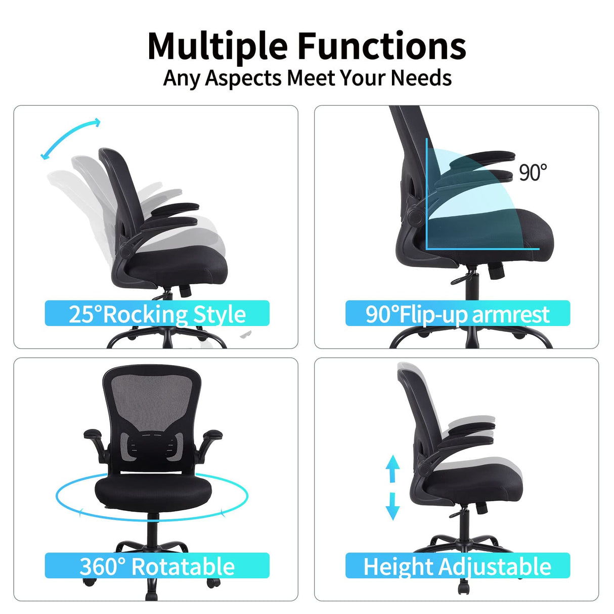 Ergonomic Office Desk Chair Breathable Mesh Swivel Computer Chair, Lumbar