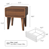 Nightstands Set of 2 Mid Century Modern Night Stand Wood Accent Bedside Table with Drawer Small Side Table for Small Space End Table for Bedroom Living Room, Walnut 2PCS