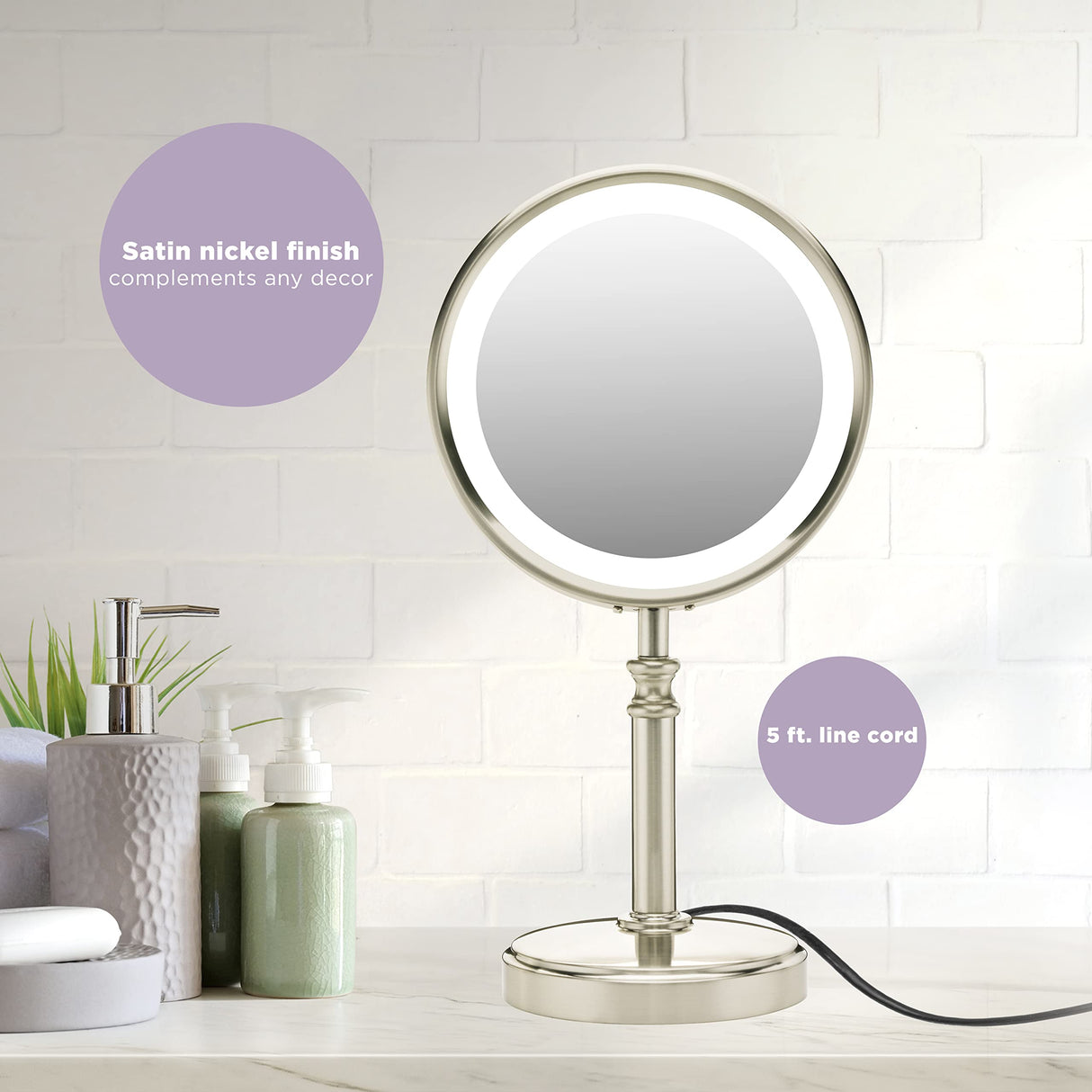 Reflections Double-Sided LED Lighted Tabletop Mount Vanity Makeup Mirror