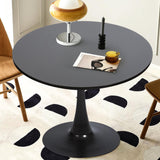 31.5" Mid-Century Round Dining Table for 2-4 People with Pedestal Base for Home Office Living Room Kitchen Leisure, 31.5 inches, Black