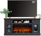 Electric Fireplace TV Stand for 80 Inch TVs, 31" Tall Highboy Entertainment Center