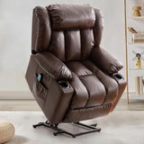 Lift Recliner Chair with Massage and Heating for Elderly and Adults,Breathable Leather Recliner Chairs for Living Room,USB Port,2 Cup Holders (Sliver Grey)