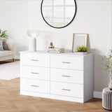 White Dresser, 47.2'' Large 6 Drawer Dresser Wide Chest of Drawers for TV Stand