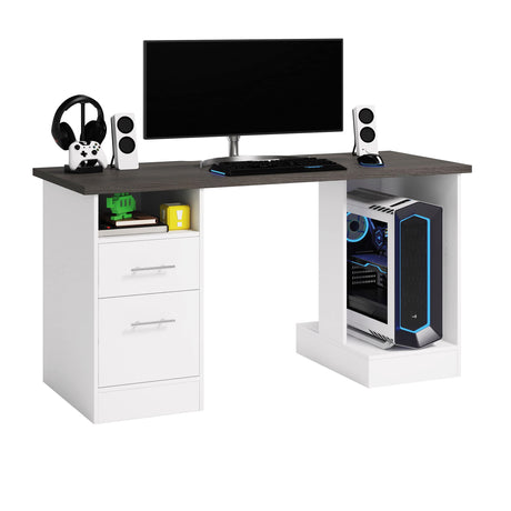 Miscellaneous Office Gaming Desk, L: 59.06" x W: 23.47" x H: 29.96", White finish