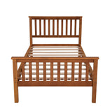 Twin Bed Frame with Headboard and Footboard - Oak Wood Platform
