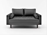 Womble Mid Century Modern Couch with Bolster Pillows, PU Leather Upholstered Tufted