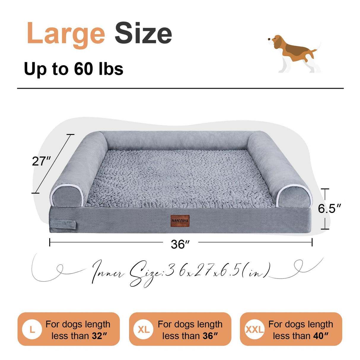 Beds Bolster XL Bed Large Big Dogs Memory Foam Couch Sofa Waterproof