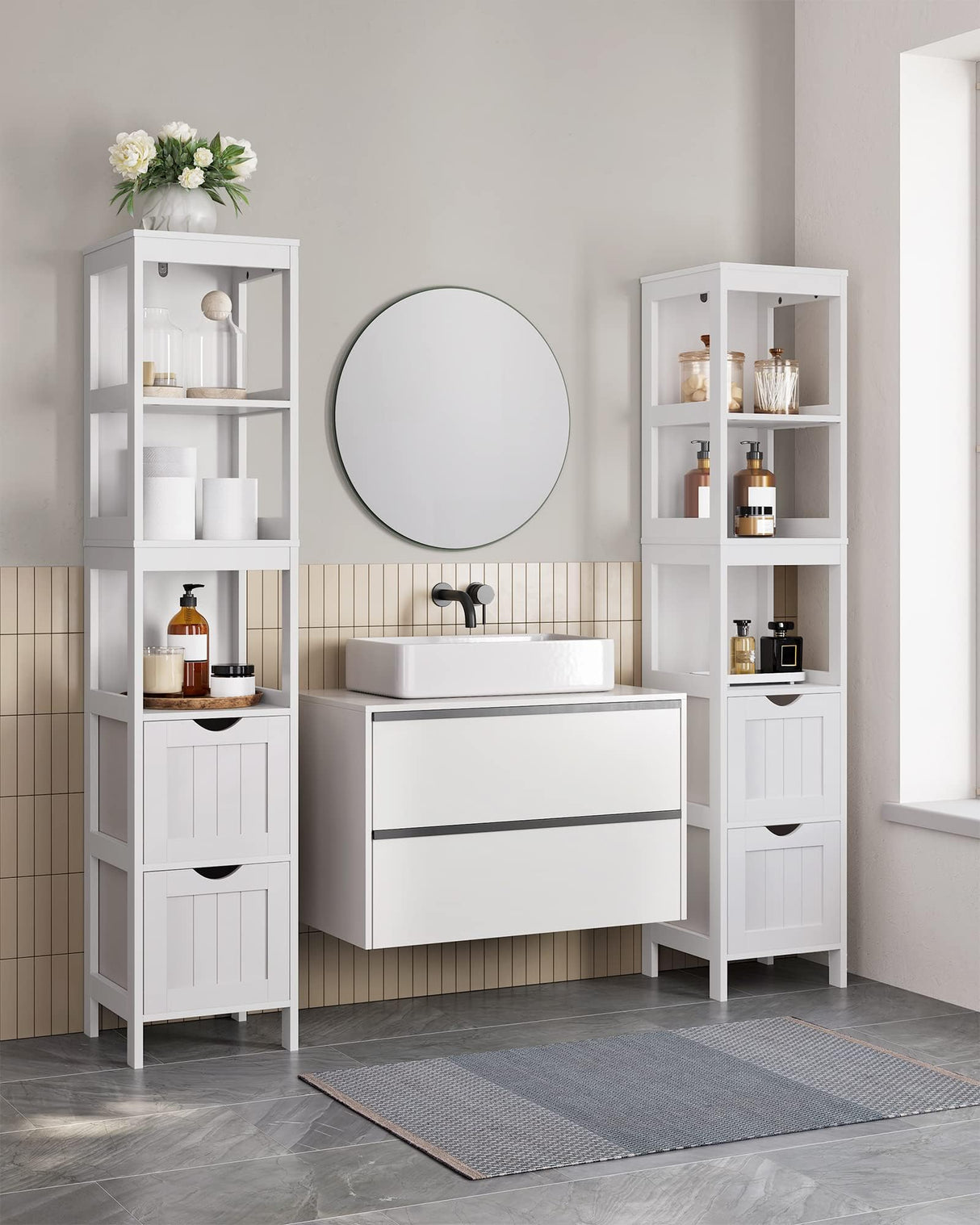 Bathroom Floor Cabinet, Bathroom Storage Organizer Rack Stand