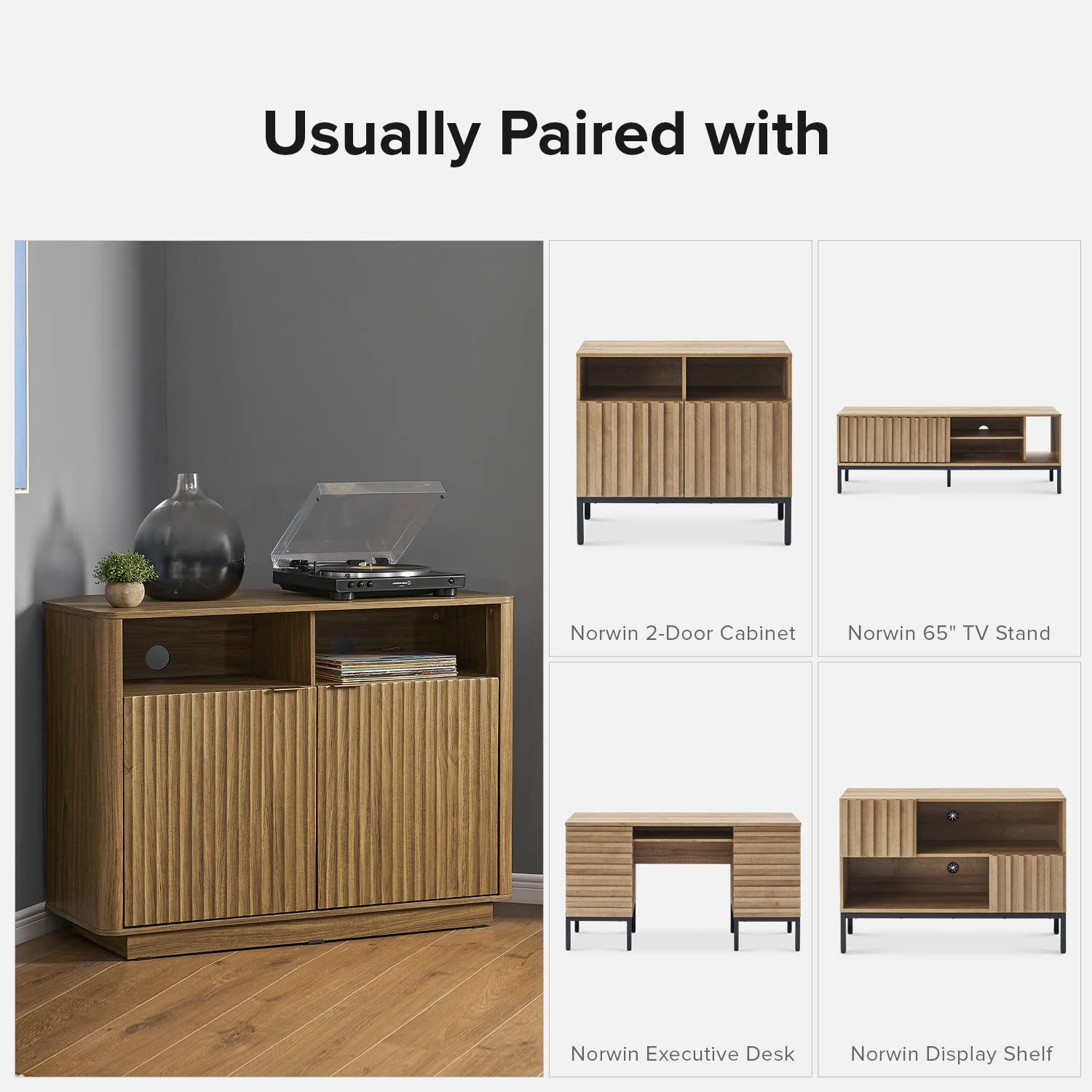 Brooklyn Corner Storage Cabinet, Mid Century Modern Buffet, Entertainment Center,