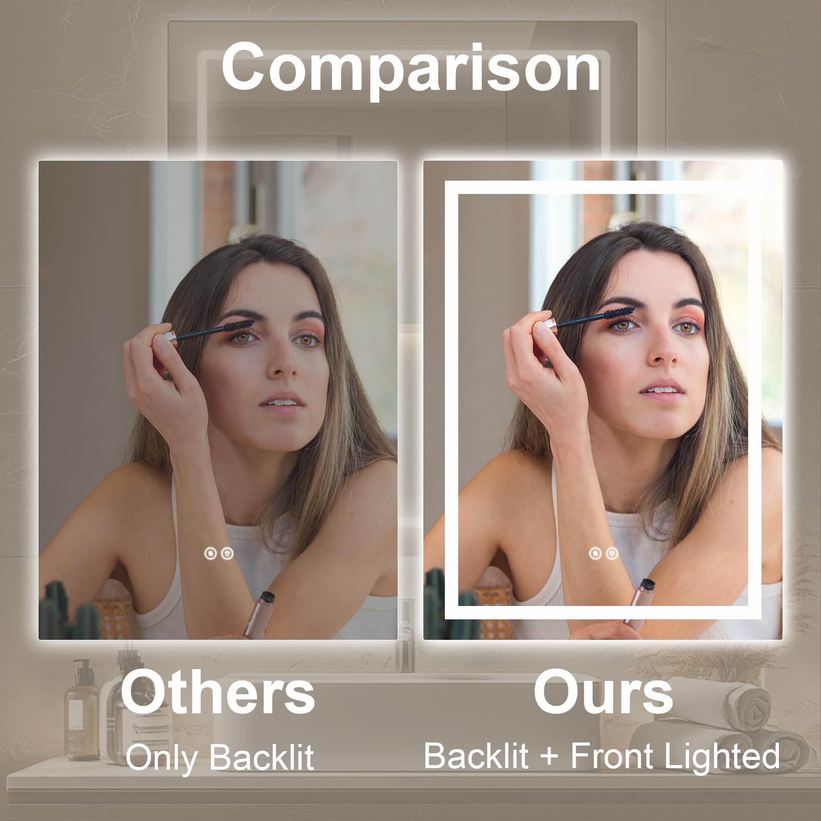 24x32 LED Bathroom Mirror with Anti-Fog & 3 Color Modes