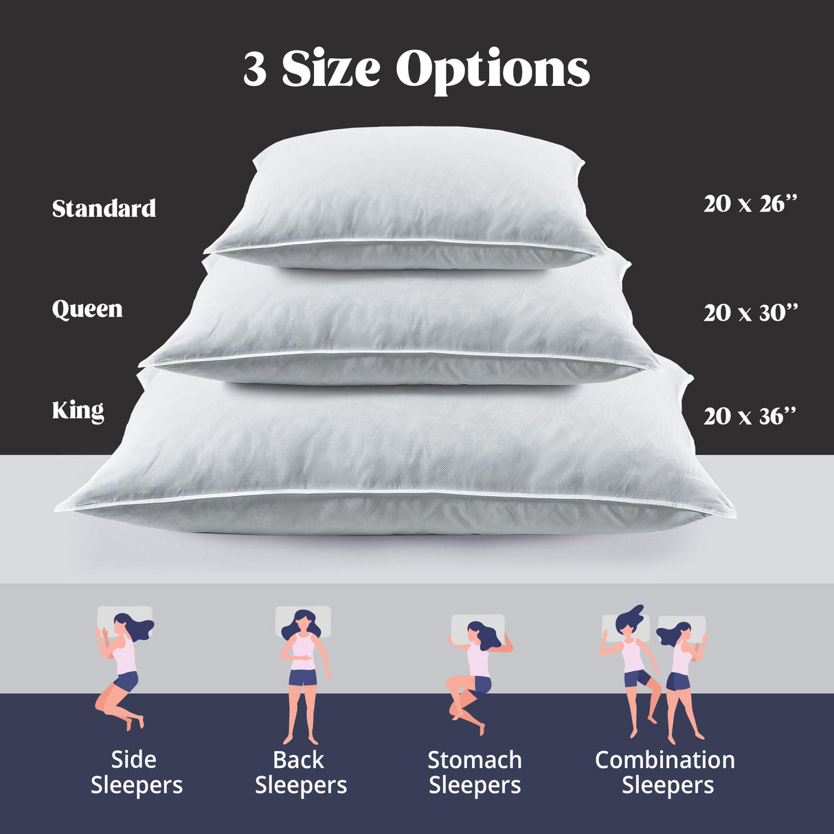 Goose Feathers Down Pillows, Hotel Collection Standard Pillows for Sleeping