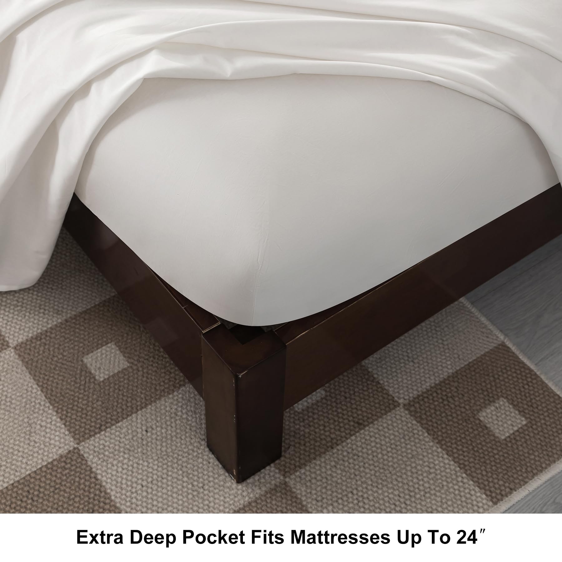 100% Egyptian Cotton Sheets Queen Size Set 18"-24" Extra Deep Pocket