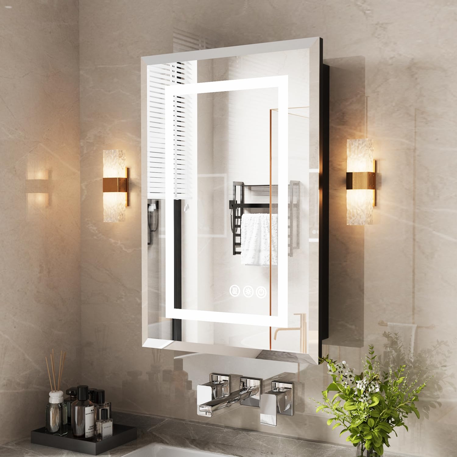 Medicine Cabinet, 16X24 Inches LED Mirror Cabinet for Bathroom, Lighted Bathroom Cabinet