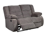 Tulen Modern Manual Pull Tab Reclining Loveseat, Dark Gray