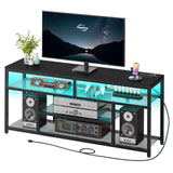 LED TV Stand with Charging Station - 4-Tier Entertainment Center for 65" TVs